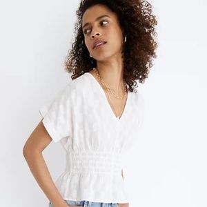 Madewell V-Neck Smocked Waist Top